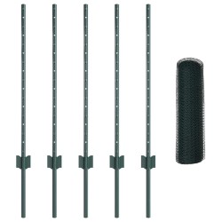 Poteaux de Clôture 5 pcs U-Channel Vert 80 cm Acier 