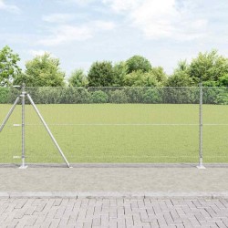 Clôture avec poteaux Argent 1 x 50 m Acier recouvert de PVC 