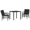 Ensemble de jardin 3 pièces avec coussins en poly rotin noir 