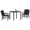 Ensemble de jardin 3 pièces avec coussins en poly rotin noir 