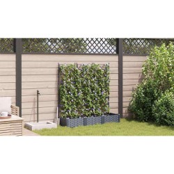 Jardinière avec treillis 3 pcs Grise 120x40x125,5 cm 