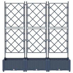 Jardinière avec treillis 3 pcs Grise 120x40x125,5 cm 