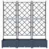 Jardinière avec treillis 3 pcs Grise 120x40x125,5 cm 