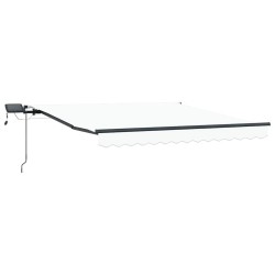 Auvent Rétractable Manuel avec LED Blanc 300x250 cm 