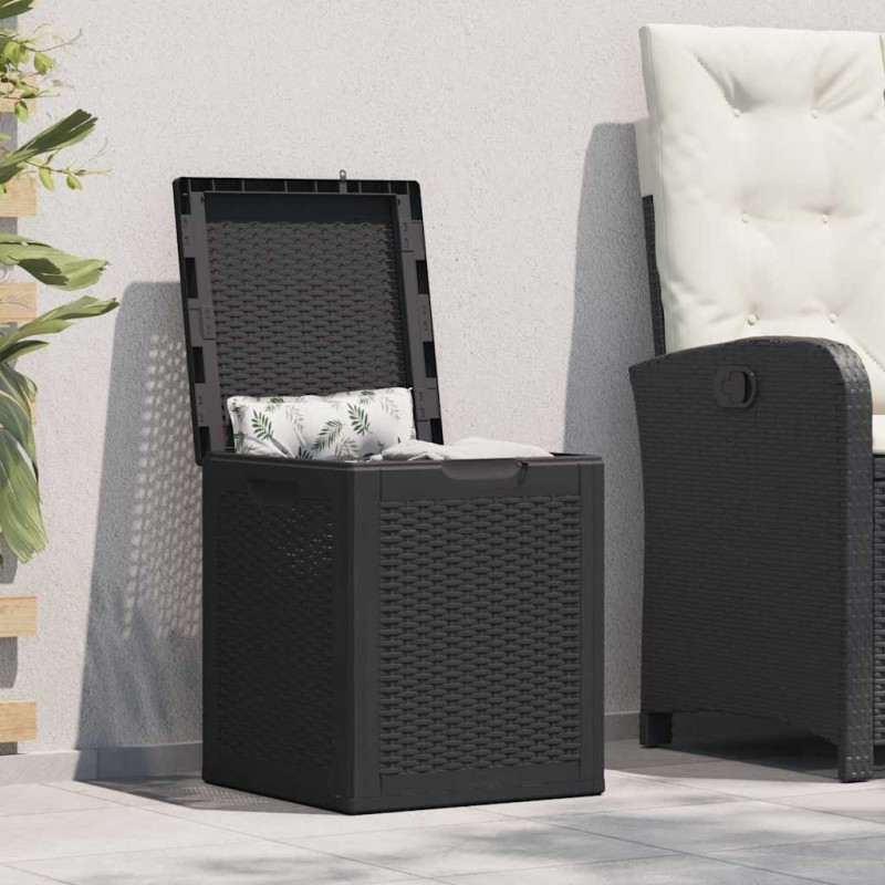 Boîte de rangement de jardin 90 L Noir PP Rotin Boîte de rangement de jardin 90 L Noir PP Rotin