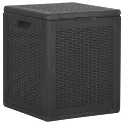 Boîte de rangement de jardin 90 L Noir PP Rotin 