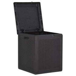 Boîte de rangement de jardin 90 L Noir PP Rotin 