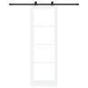 Porte Coulissante avec Kit de Quincaillerie 'ORKDAL'Blanc Bois Massif & Verre 