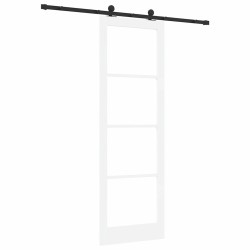 Porte Coulissante avec Kit de Quincaillerie 'ORKDAL'Blanc Bois Massif & Verre 