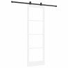 Porte Coulissante avec Kit de Quincaillerie 'ORKDAL'Blanc Bois Massif & Verre 