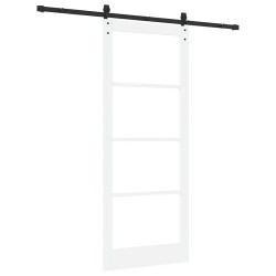 Porte Coulissante avec Matériel 'ORKDAL'Bois Massif & Verre Blanche 