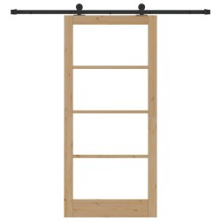 Porte Coulissante avec Quincaillerie 'ORKDAL'en Bois Massif et Verre 