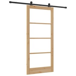 Porte Coulissante avec Quincaillerie 'ORKDAL'en Bois Massif et Verre 