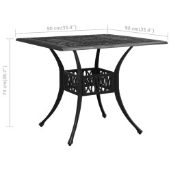 Table de jardin Noir 90x90x73 cm Aluminium coulé 