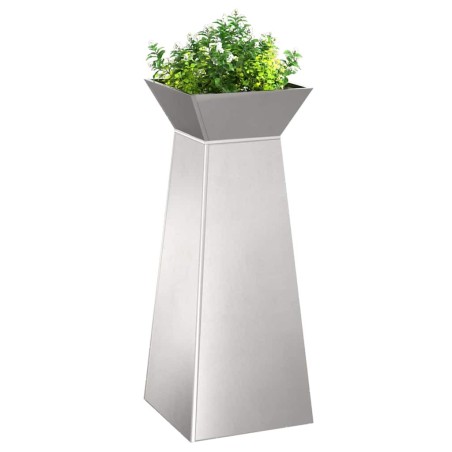 Jardinières pilier de jardin , 2 pièces avec bol, 40x40x100 cm, en acier inoxydable. 
