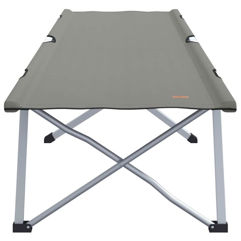 Lit de camping pliable avec sac de transport, gris, en tissu Oxford 600D. 