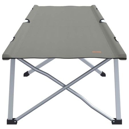 Lit de camping pliable avec sac de transport, gris, en tissu Oxford 600D. 