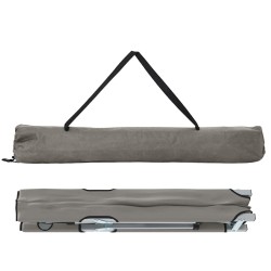Lit de camping pliable avec sac de transport, gris, en tissu Oxford 600D. 