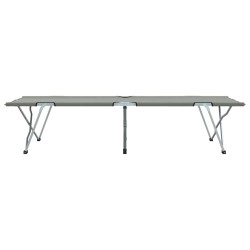Lit de camping pliable avec sac de transport, gris, en tissu Oxford 600D. 