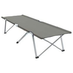 Lit de camping pliable avec sac de transport, gris, en tissu Oxford 600D. 