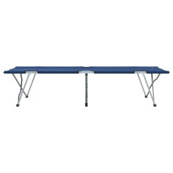 Lit de camping pliable avec sac de transport bleu en tissu Oxford 600D 