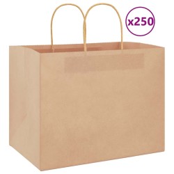 Sacs en papier 250 pcs avec poignées marron 32x22x24 cm 