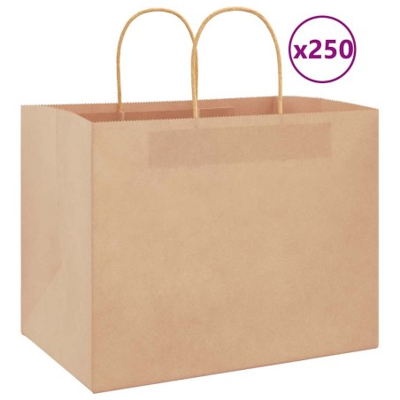 Sacs en papier 250 pcs avec poignées marron 32x22x24 cm 