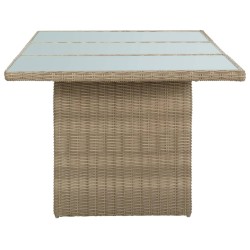 Table à manger Marron 200x100x74 cm Verre et résine tressée 