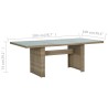 Table à manger Marron 200x100x74 cm Verre et résine tressée 