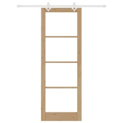 Porte coulissante avec ensemble de quincaillerie 83x232 cm Bois massif Pin 