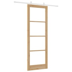 Porte coulissante avec ensemble de quincaillerie 83x232 cm Bois massif Pin 