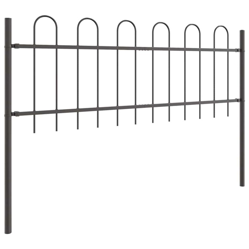Clôture de jardin gris avec arceau, 8,5x0,6 m en acier 