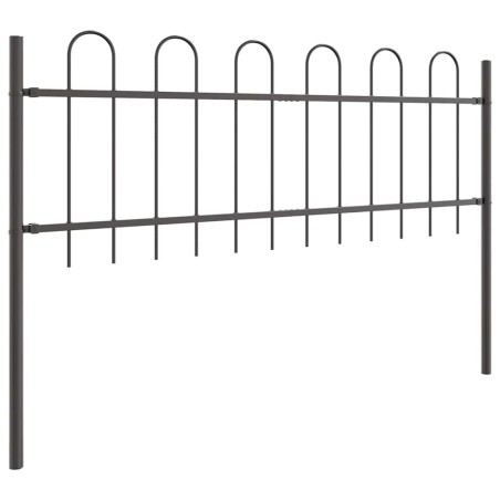 Clôture de jardin gris avec arceau, 8,5x0,6 m en acier 