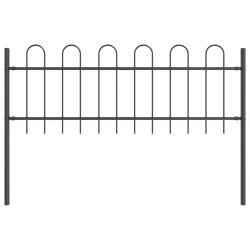 Clôture de jardin gris avec arceau, 8,5x0,6 m en acier 