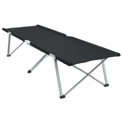 Lit de camping pliant avec sac de transport, noir, en toile Oxford 600D 