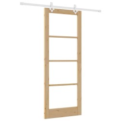 Porte coulissante avec kit de quincaillerie 83x211 cm en bois massif de pin 