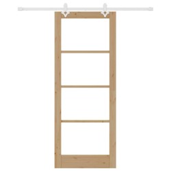 Porte coulissante avec kit de quincaillerie 83x211 cm en bois massif de pin 