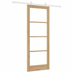 Porte coulissante avec kit de quincaillerie 83x211 cm en bois massif de pin 