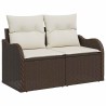Ensemble de 3 Pièces de Canapé de Jardin avec Coussins Marron en Rattan Synthétique 