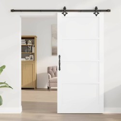 Porte coulissante avec quincaillerie blanche 93x202 cm en bois massif de pin 