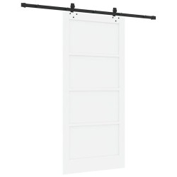 Porte coulissante avec quincaillerie blanche 93x202 cm en bois massif de pin 