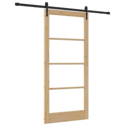 Porte Coulissante avec Matériel Set 93x202 cm Bois Massif Pin 