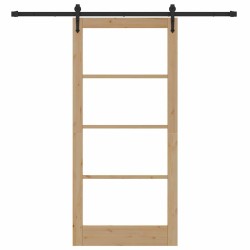 Porte Coulissante avec Matériel Set 93x202 cm Bois Massif Pin 