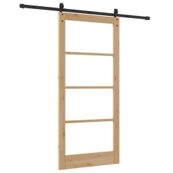 Porte Coulissante avec Matériel Set 93x202 cm Bois Massif Pin 