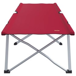 Lit de camping pliant avec sac de transport Rouge en tissu Oxford 600D. 