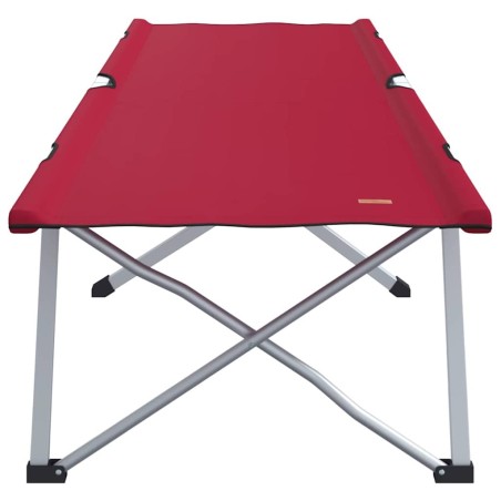 Lit de camping pliant avec sac de transport Rouge en tissu Oxford 600D. 