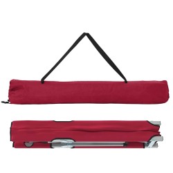 Lit de camping pliant avec sac de transport Rouge en tissu Oxford 600D. 