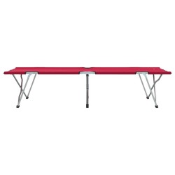 Lit de camping pliant avec sac de transport Rouge en tissu Oxford 600D. 