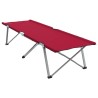 Lit de camping pliant avec sac de transport Rouge en tissu Oxford 600D. 