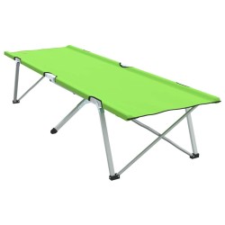 Lit de camping pliant avec sac de transport, en tissu Oxford 600D, vert foncé. 